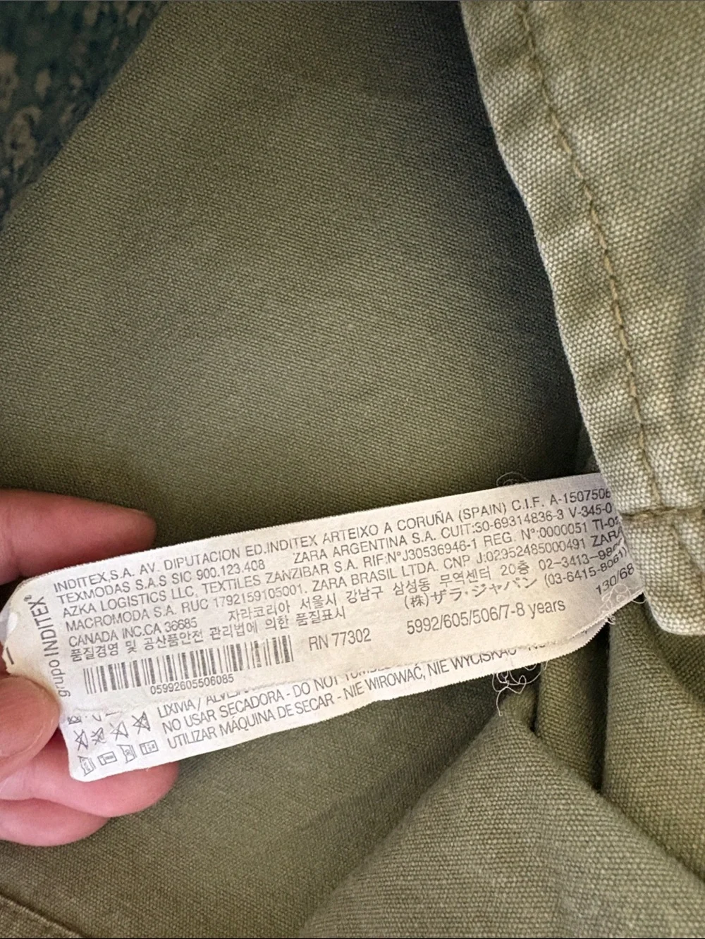 Zara Girls Olive Green Utility Jacket with Patch Detail EUC 7/8